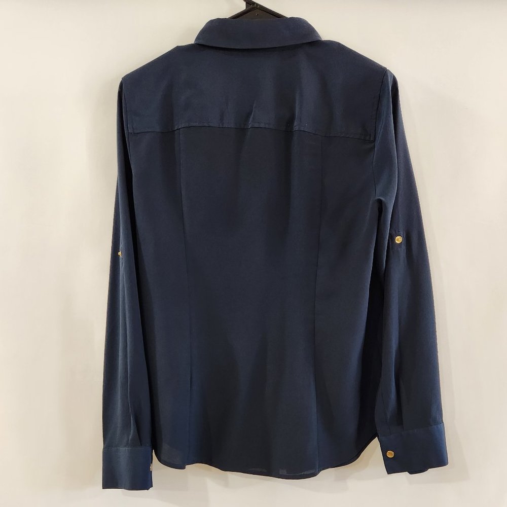 Navy and Gold Michael Kors Zipper Blouse - Picture 5 of 11